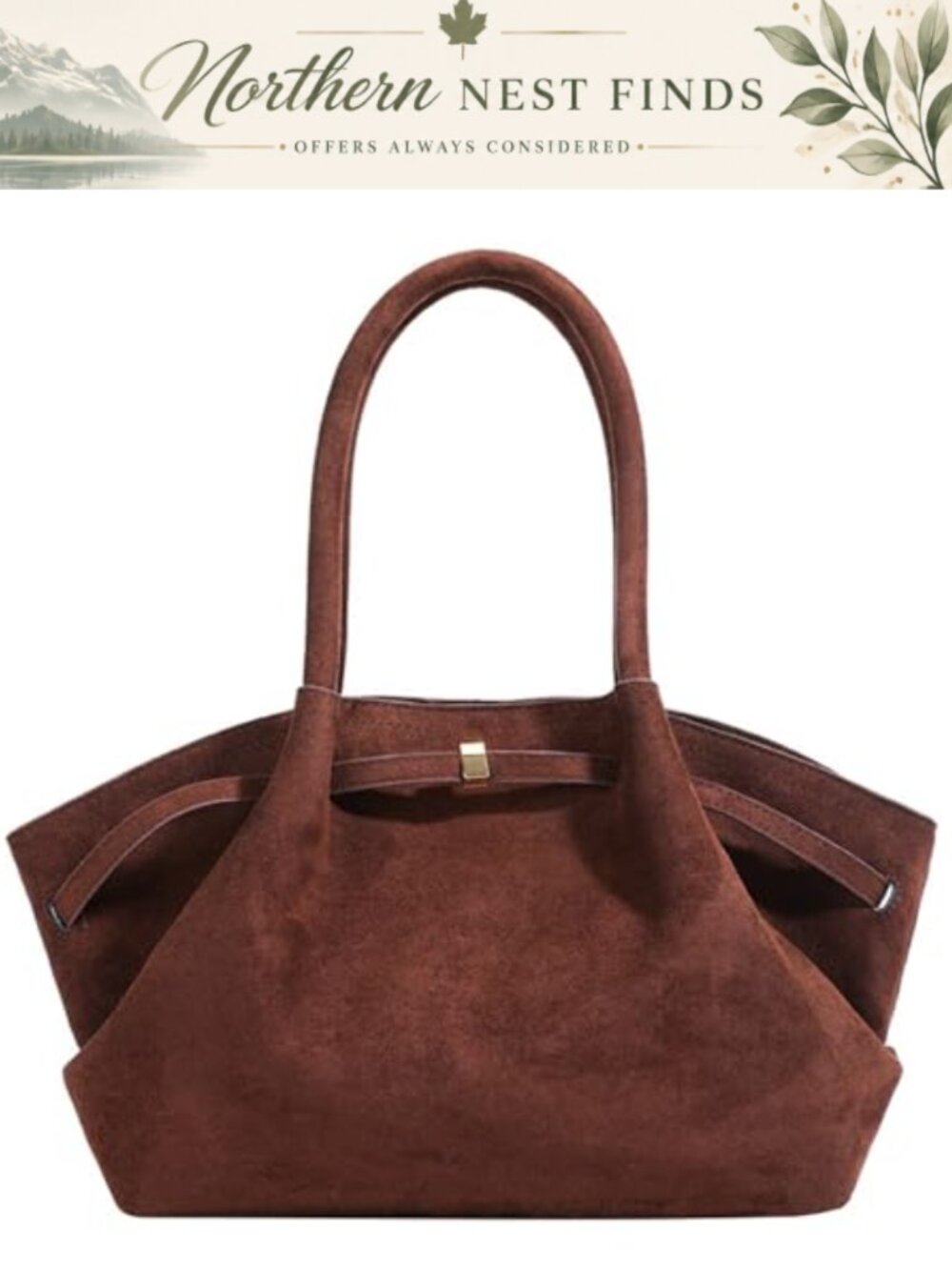 Faux Suede Hobo Shoulder Bag Tote for Work Travel